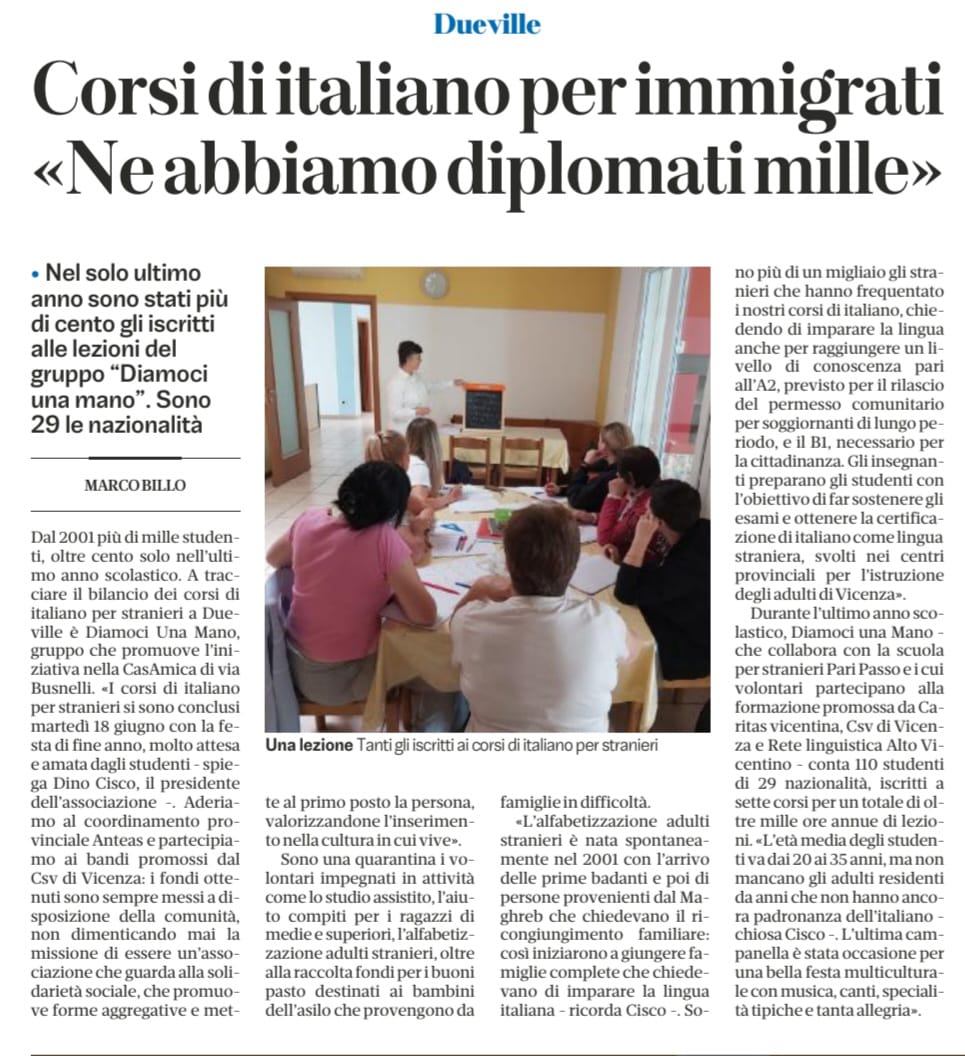 Corsi di italiano per immigrati giugno 2024